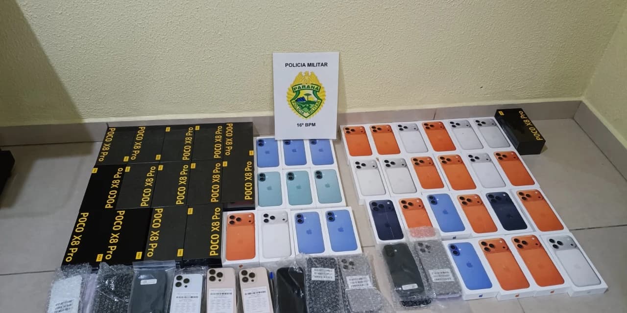 Operação conjunta apreende 82 celulares contrabandeados na Linha Ivaí em Prudentópolis; carga veio da fronteira com o Paraguai