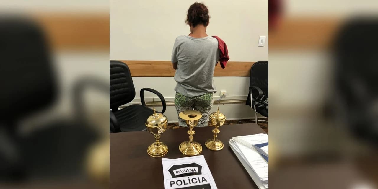 Mulher é presa após furtar cálices de igreja em Curitiba