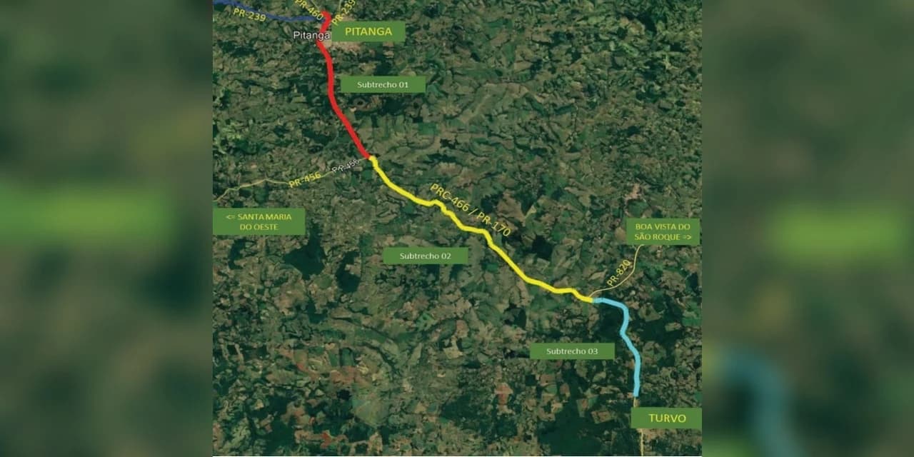 Estado licita projeto para obras na estrada entre Pitanga e Turvo