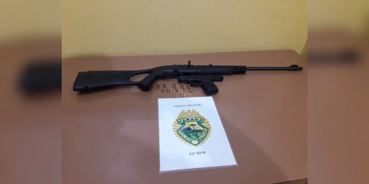Através de denúncia anônima Polícia Militar apreende 2 armas e 1 veículo em Prudentópolis.