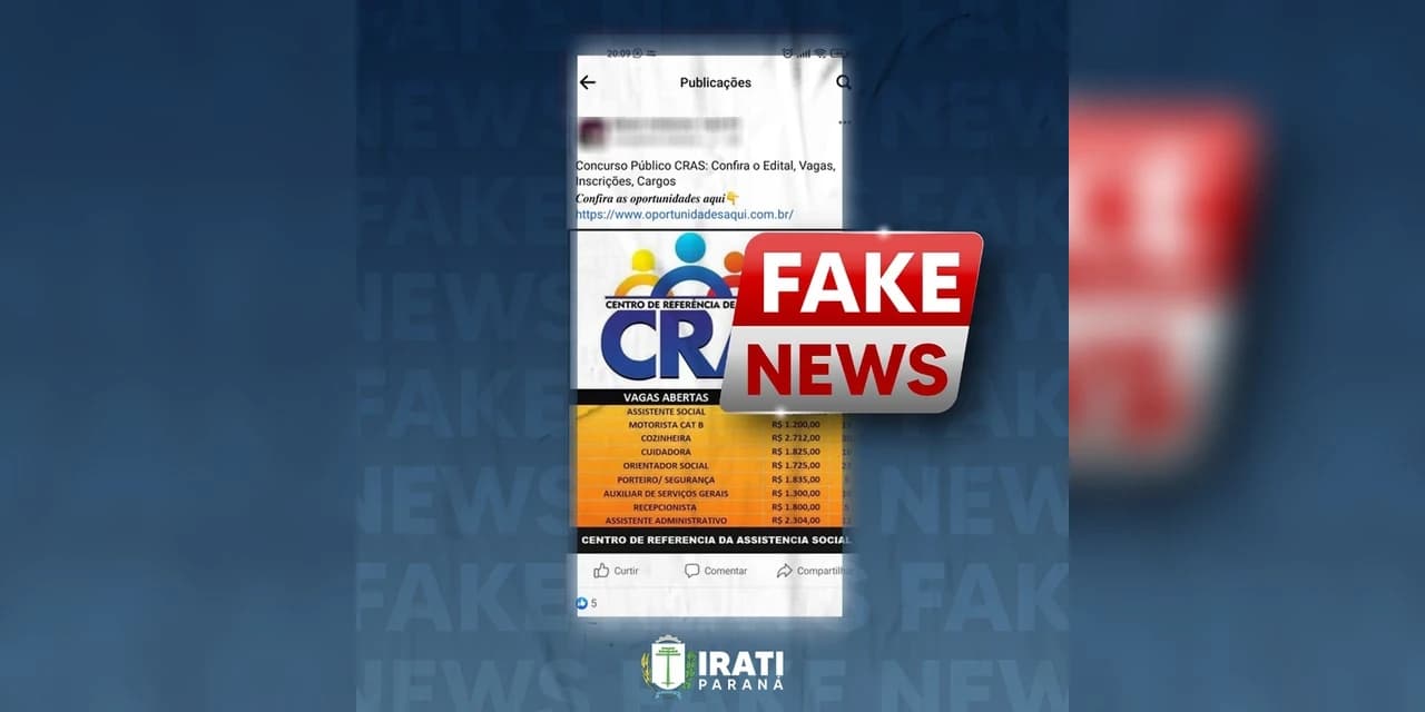 Assistência Social de Irati esclarece notícias falsas sobre concurso