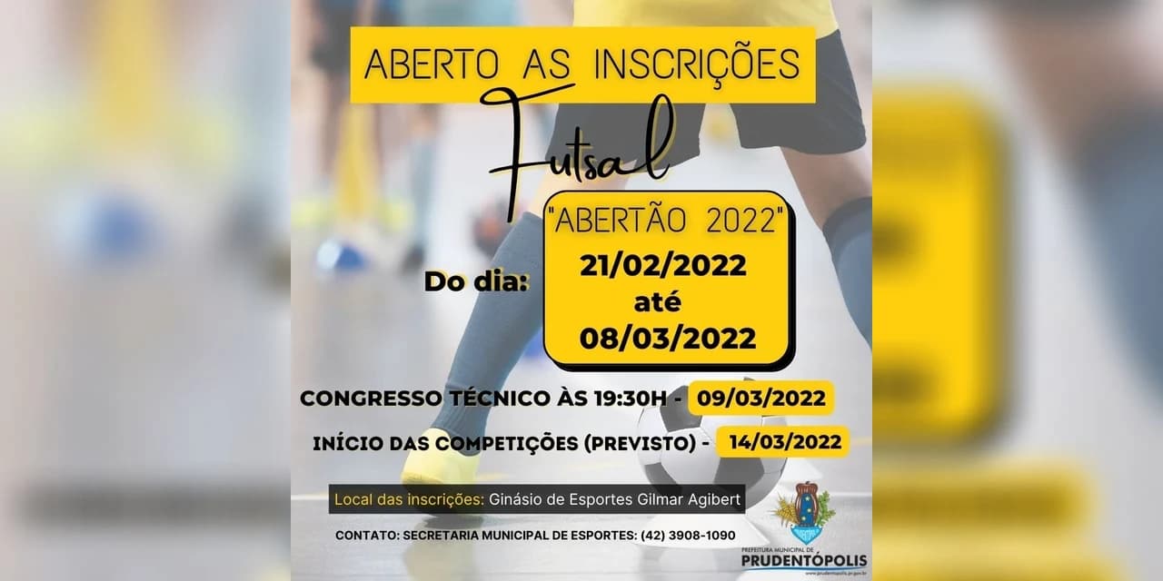 Inscrições para Futsal Abertão 2022 iniciaram nesta segunda-feira (21)