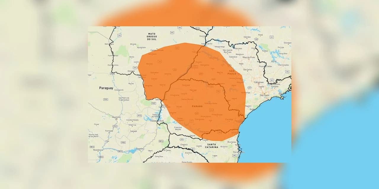 Inmet emite aviso de risco de tempestade em grande parte do Paraná