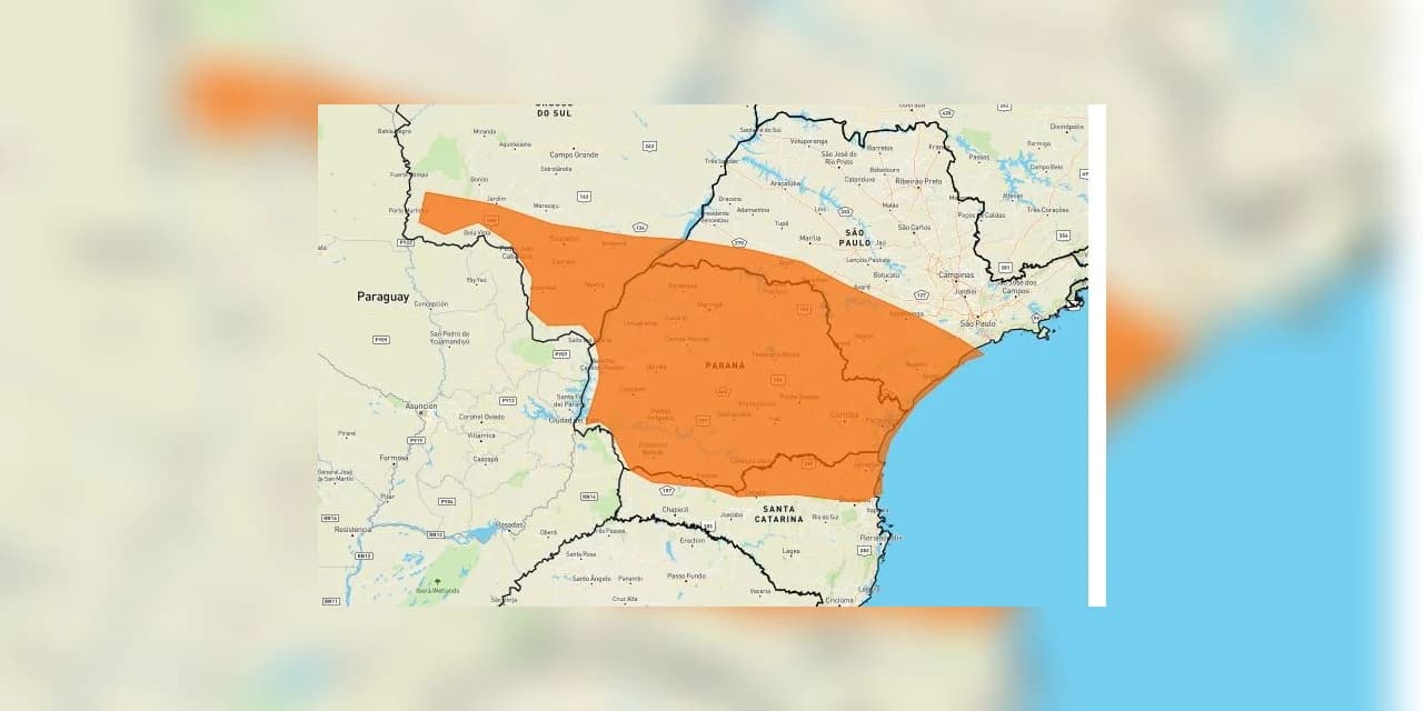 Inmet publica aviso de risco de tempestade nesta terça-feira (13) no Paraná