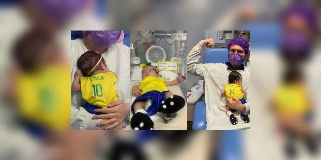 Em clima de Copa, Hospital de Curitiba veste bebês prematuros com camisas do Brasil