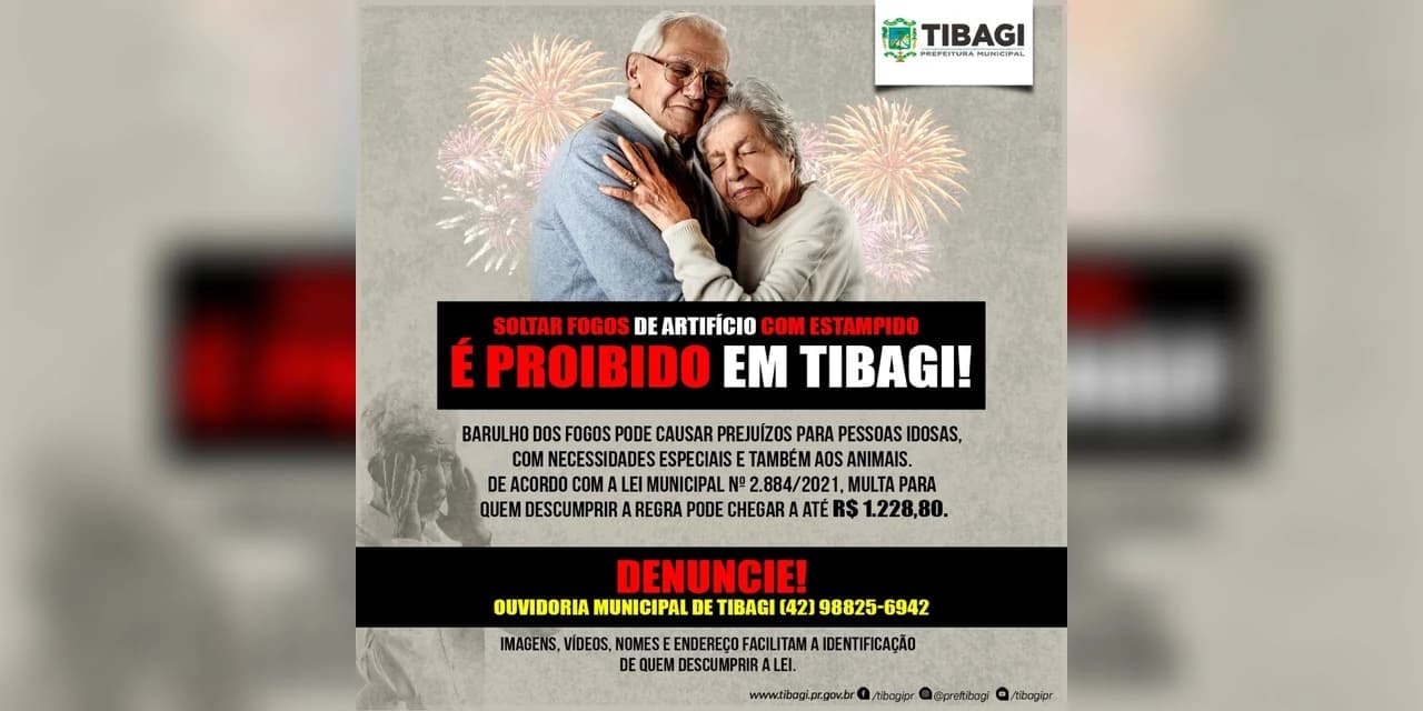 Fogos de artifício com estampido são proibidos em Tibagi