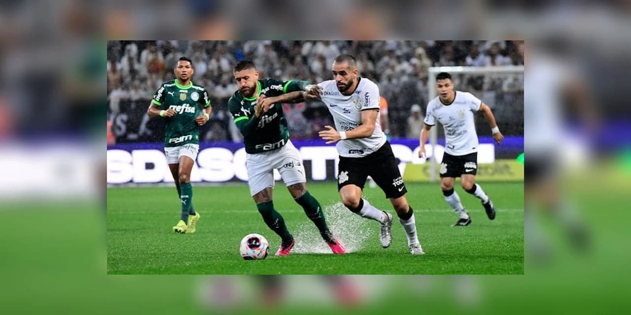 Com chuva em campo e de gols, Corinthians e Palmeiras empatam pelo Paulistão