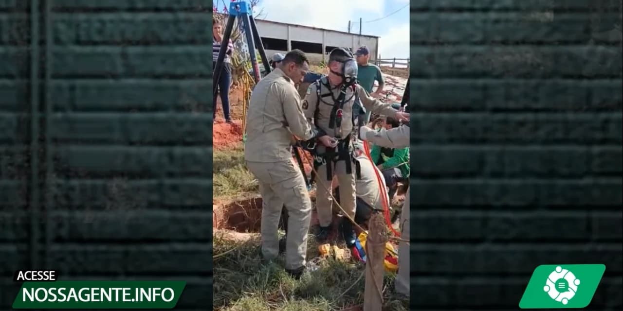 Corpo de Bombeiros resgata dois homens de um poço na localidade de Boa Vista, em Guamiranga