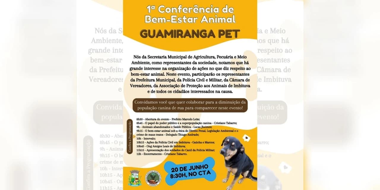 Guamiranga realiza 1ª Conferência de Bem-Estar Animal, na próxima terça (20)