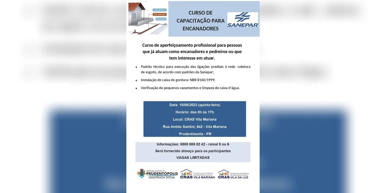 Curso de capacitação para encanadores.