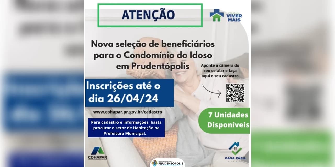 Nova seleção de beneficiários para o condomínio do idoso
