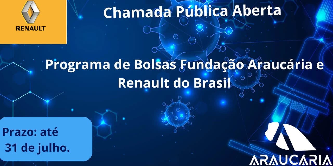Fundação Araucária e Renault vão investir R$ 1,4 milhão em 114 bolsas de pesquisa