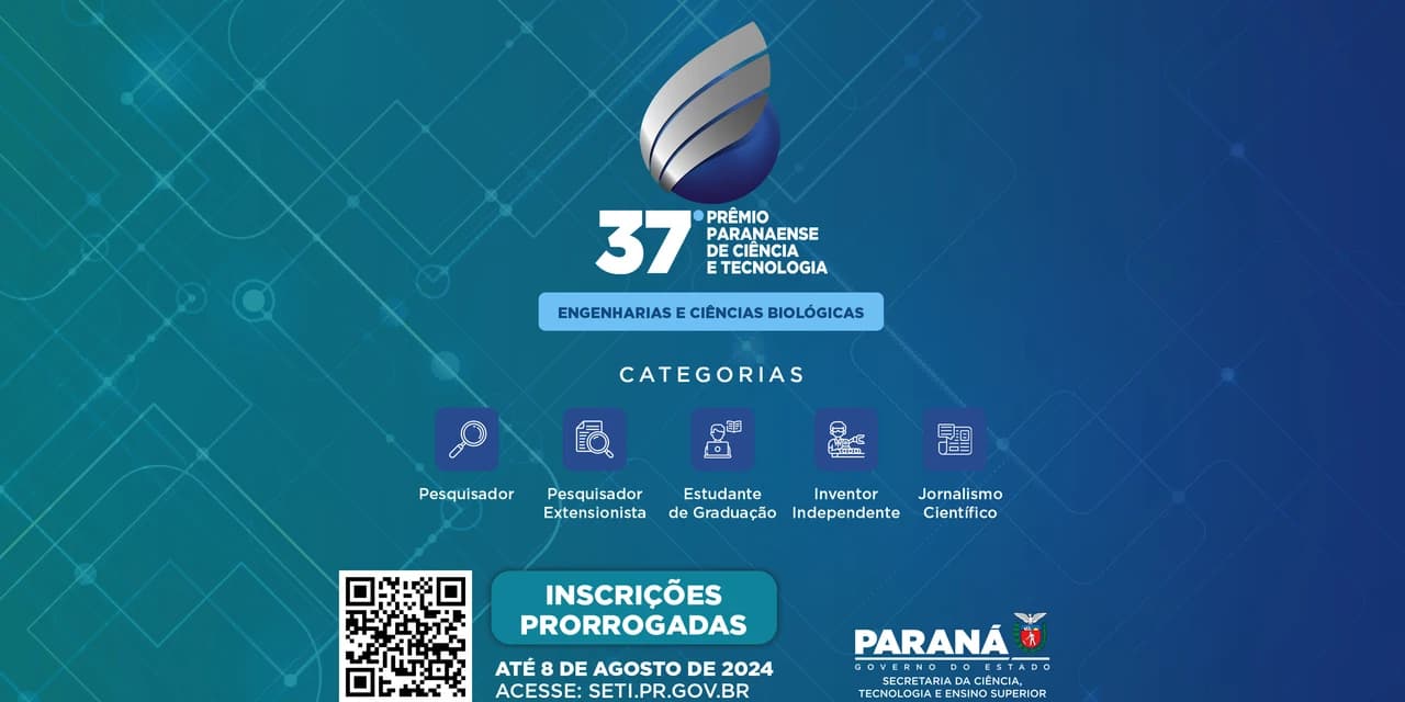 Inscrições do Prêmio Paranaense de Ciência e Tecnologia vão até quinta-feira