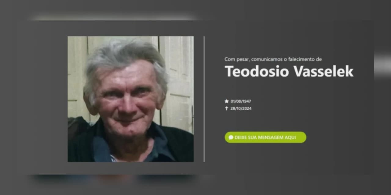 Comunicamos o Falecimento do Sr. Teodosio Vasselek, aos 77 anos.