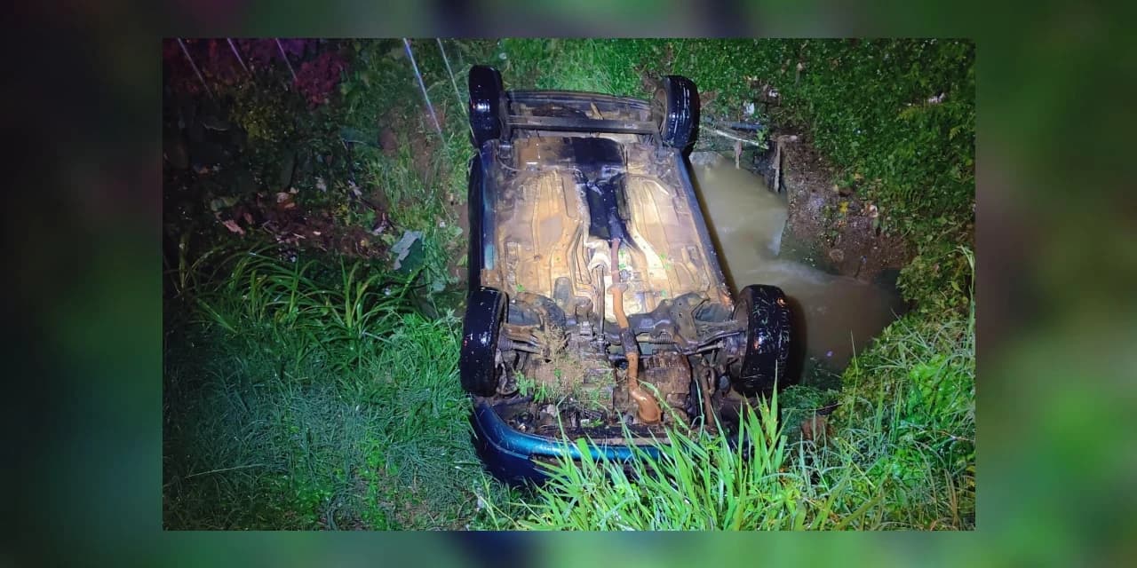 Pelotão de Choque da PMPR salva homem após acidente em córrego em Ponta Grossa