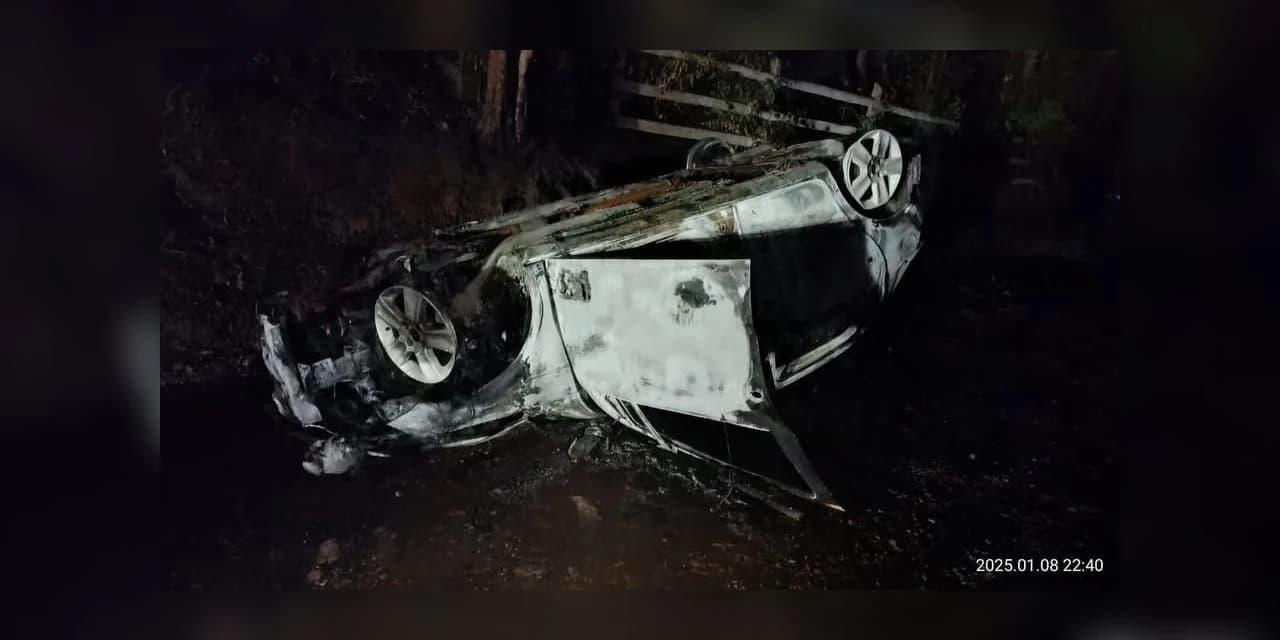 Corpo Carbonizado é Encontrado em Veículo Capotado na Zona Rural de Pinhão