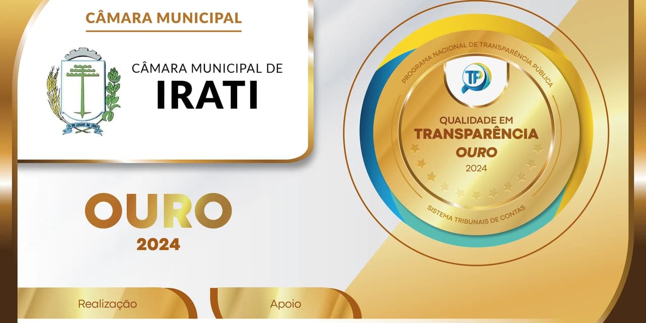 Câmara de Irati é certificada com Selo de Ouro pelo Tribunal de Contas do Paraná