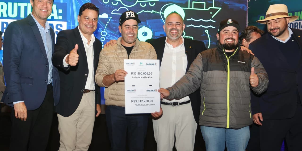 Prefeito Marcelo Leite e vice prefeito Igor Pontarolo comemoram investimento de R$ 7,5 milhões em Guamiranga
