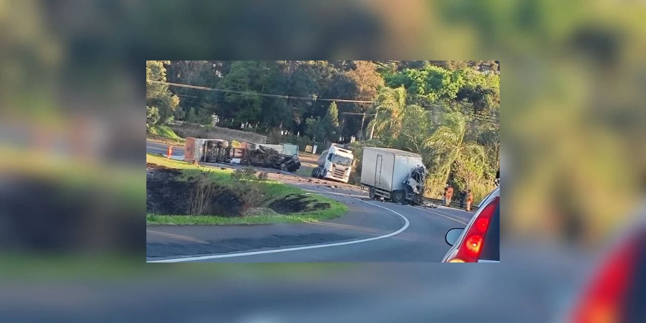 Candói - Colisão entre três caminhões deixa um morto na BR-277