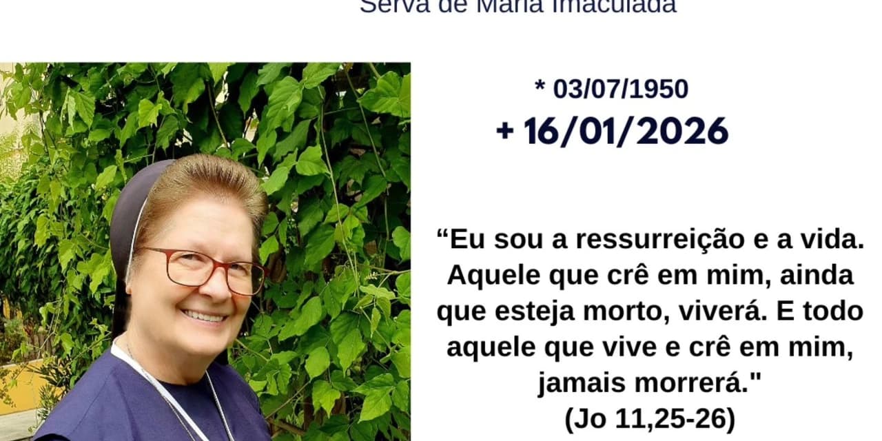 É com pesar que a Funerária São João e o plano UNIPAZ, comunicam o falecimento da Ir. Celina Teodozia Sloboda.