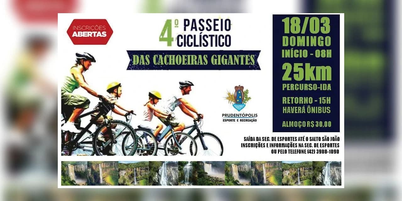 4º Passeio Ciclístico das Cachoeiras Gigantes ocorre em Prudentópolis