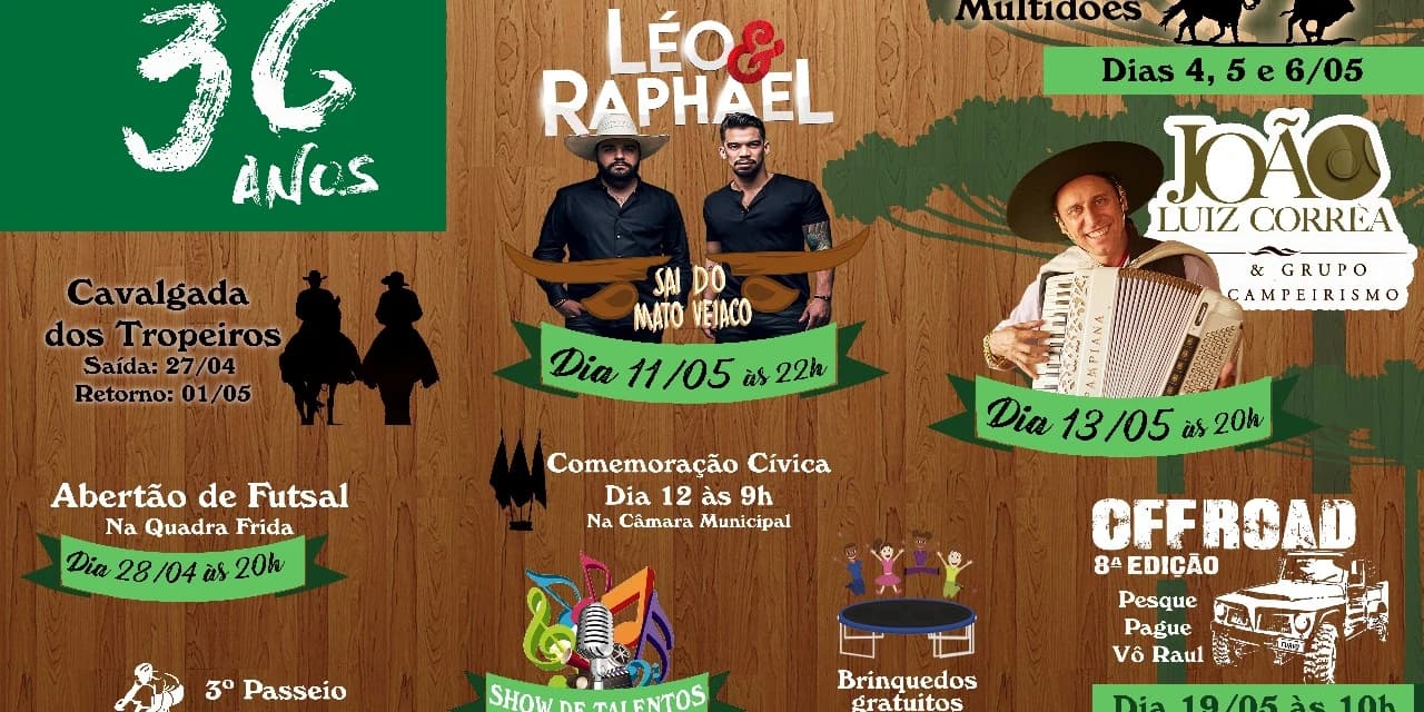 Prefeitura divulga a programação do 36º aniversário de Turvo