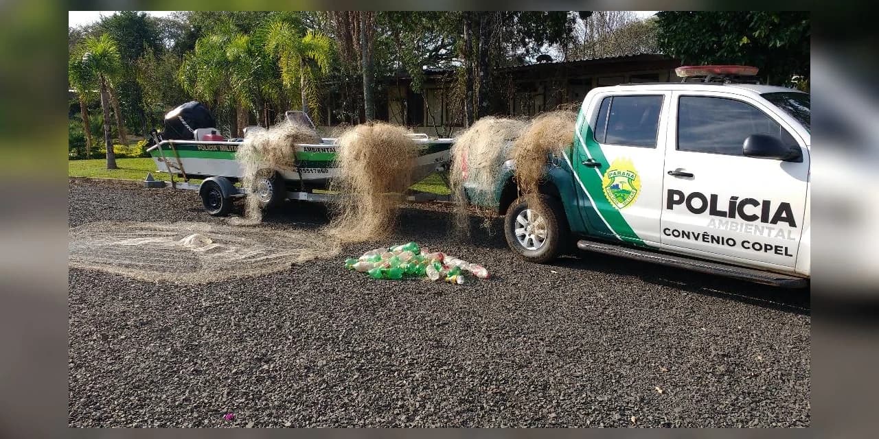 Policia Ambiental realiza patrulhamento aquático e apreende 366 metros de redes