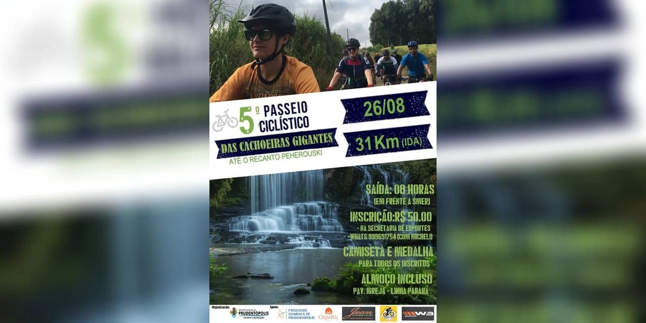 Passeio Ciclístico das Cachoeiras Gigantes será realizado em Prudentópolis