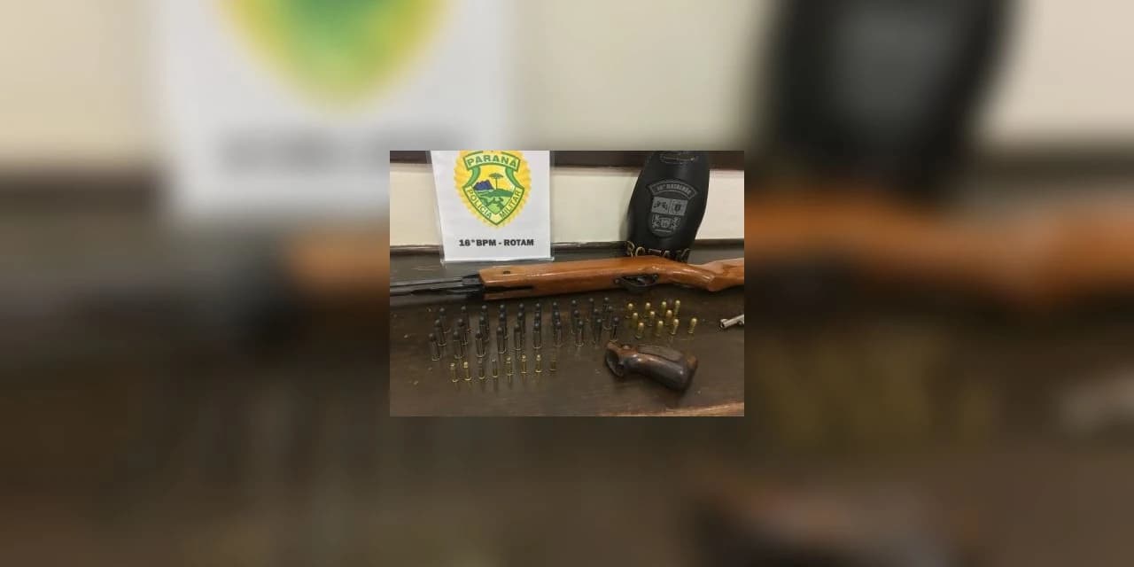 Homem é preso no bairro São Cristóvão, em Guarapuava, após efetuar disparo com arma de fogo, três armas foram apreendidas