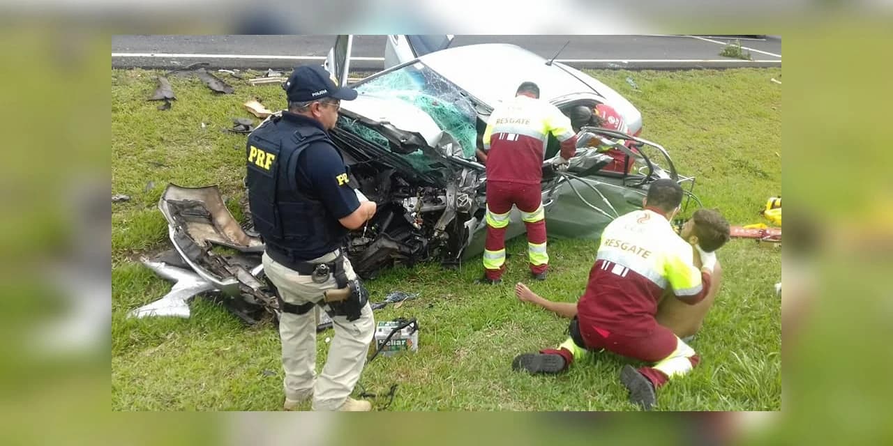 PRF atende acidente com vítimas, na BR 376 em Ponta Grossa