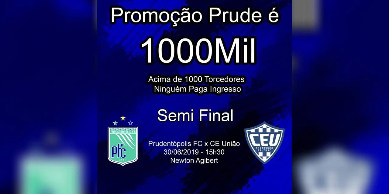 Prudentópolis lança promoção desafiando o torcedor e espera casa cheia no domingo