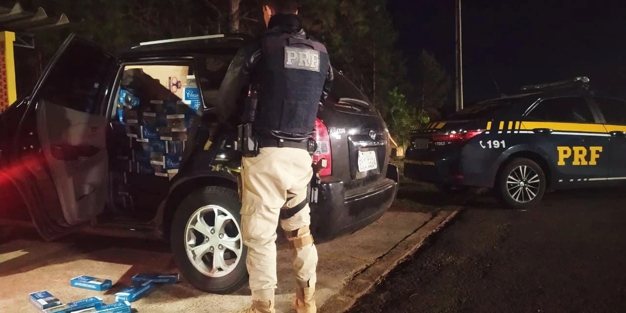 PRF apreende veiculo carregado com cigarros em Nova Laranjeiras