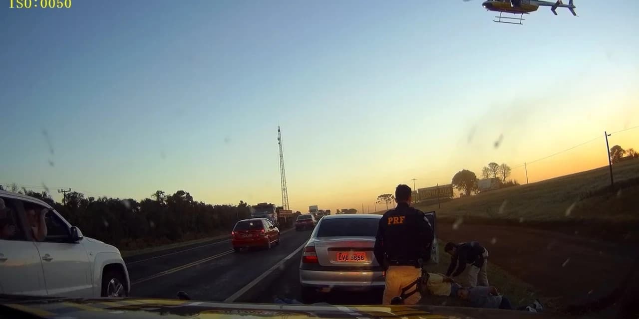 Com ajuda de helicóptero, PRF prende quarteto na BR-277; Assista