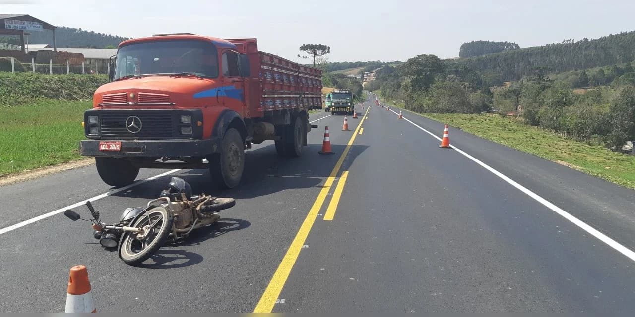 Acidente na BR-373 deixa motociclista com ferimentos graves, em Prudentópolis