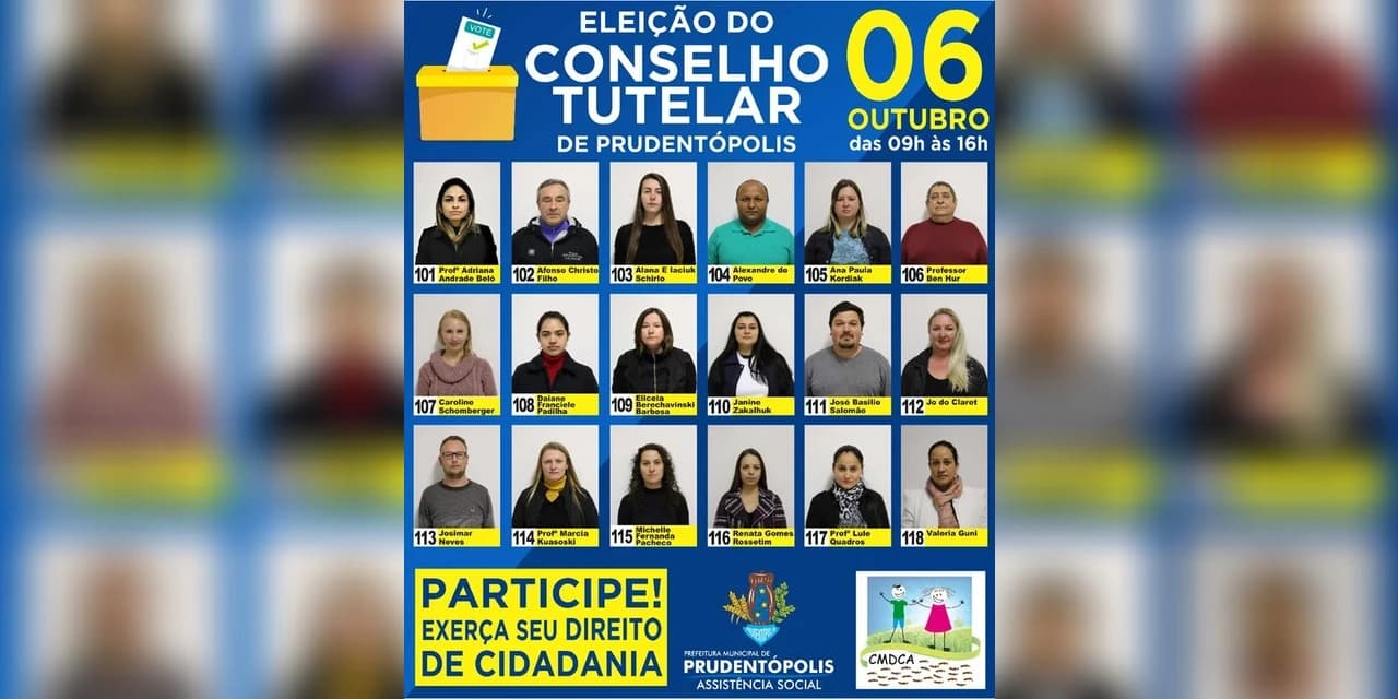 18 candidatos disputam a eleição para o Conselho Tutelar em Prudentópolis