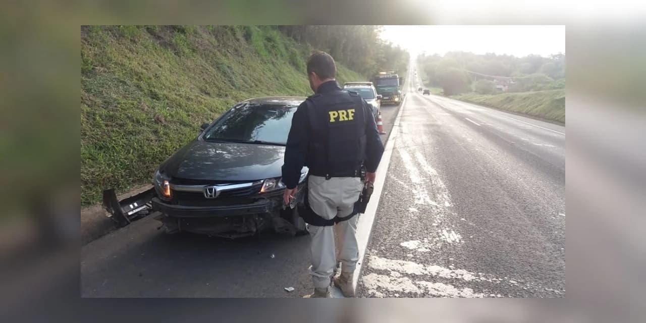 PRF atende em Guamiranga saída de pista seguida de colisão lateral com uma vítima leve na BR 373
