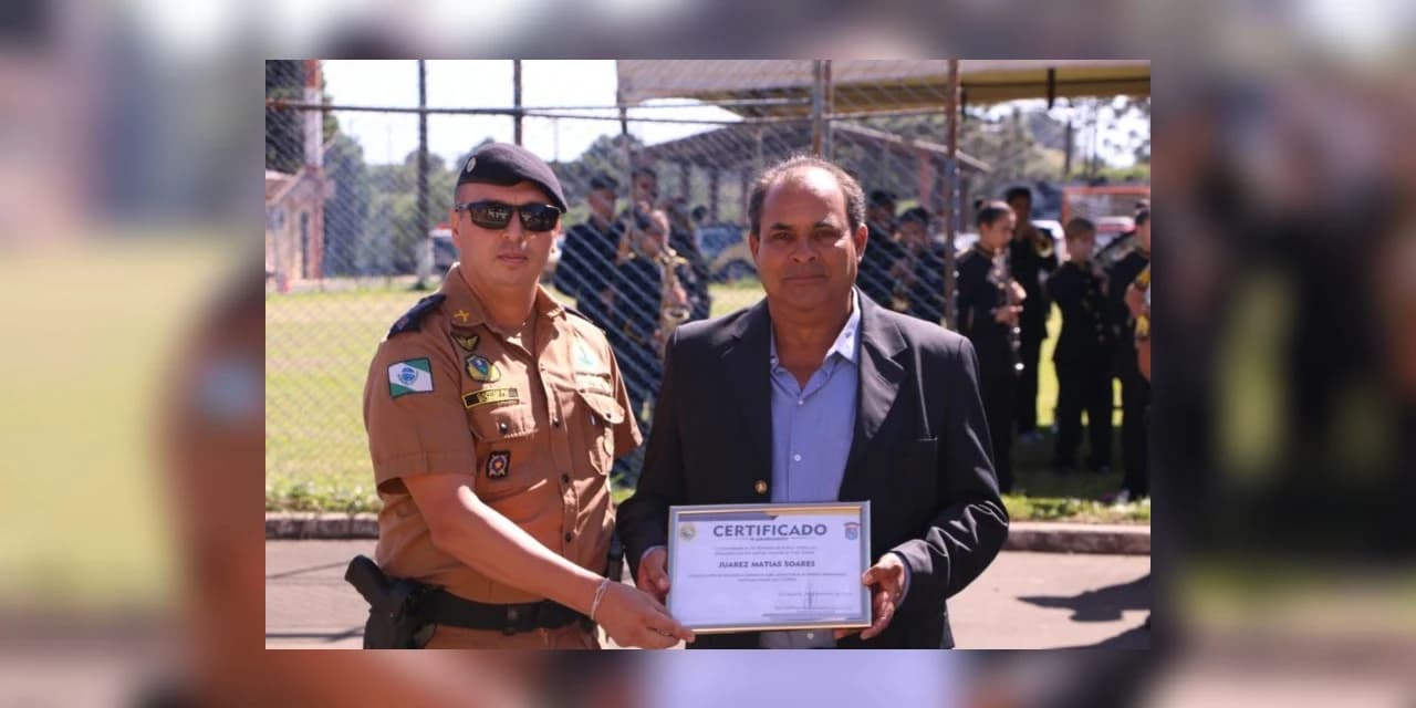 Diretor da Guairacá, professor Juarez Matias Soares é homenageado pelo 16º Bpm