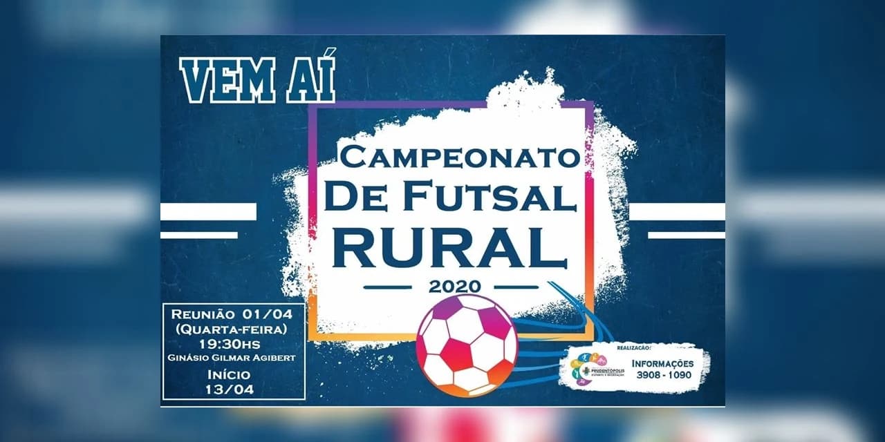 Abertas as inscrições para o campeonato de futsal rural 2020 de Prudentópolis