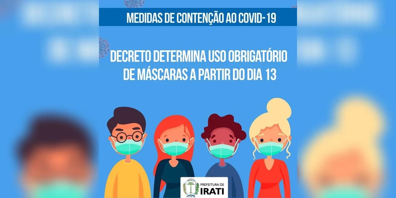 Em Irati decreto determina o uso obrigatório de máscaras a partir do dia 13