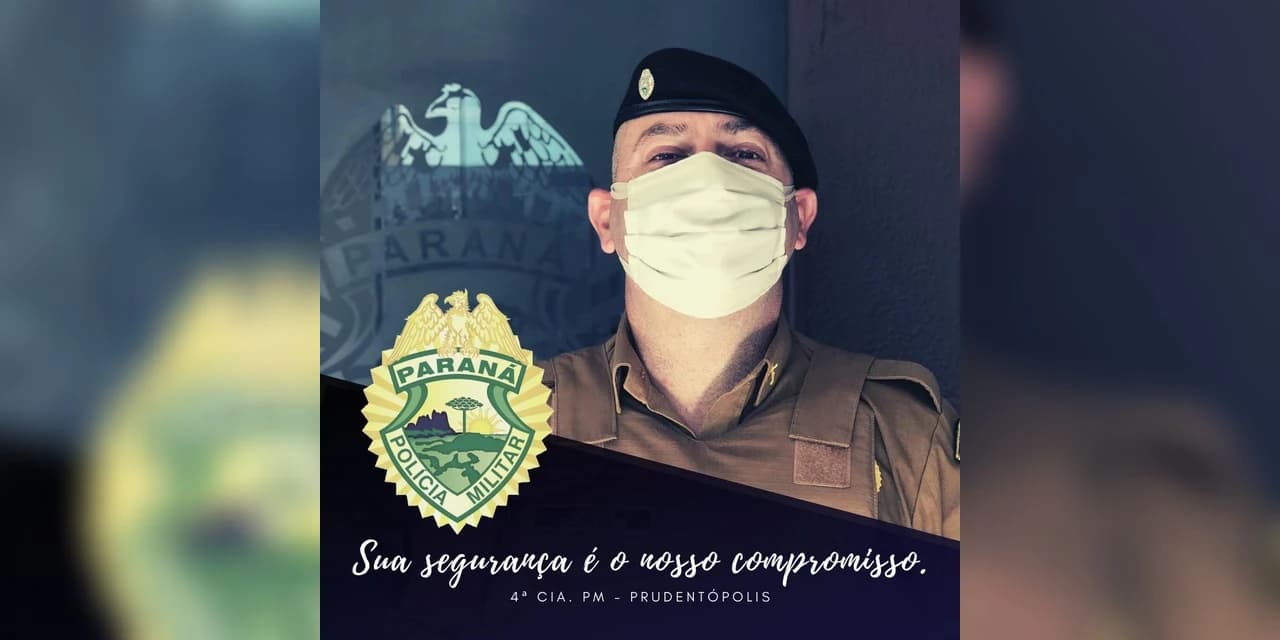 4ª Companhia de Polícia Militar de Prudentópolis incorpora máscara caseira ao fardamento militar.
