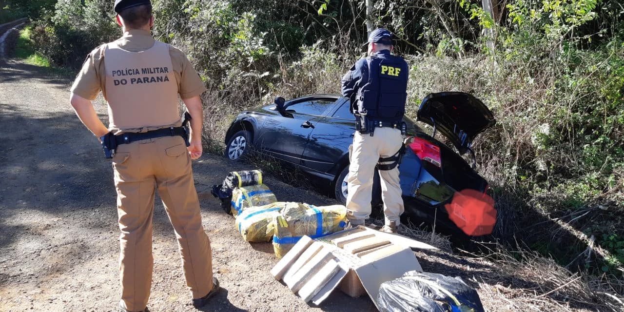 PRF apreende maconha na BR 277, na região de Irati.