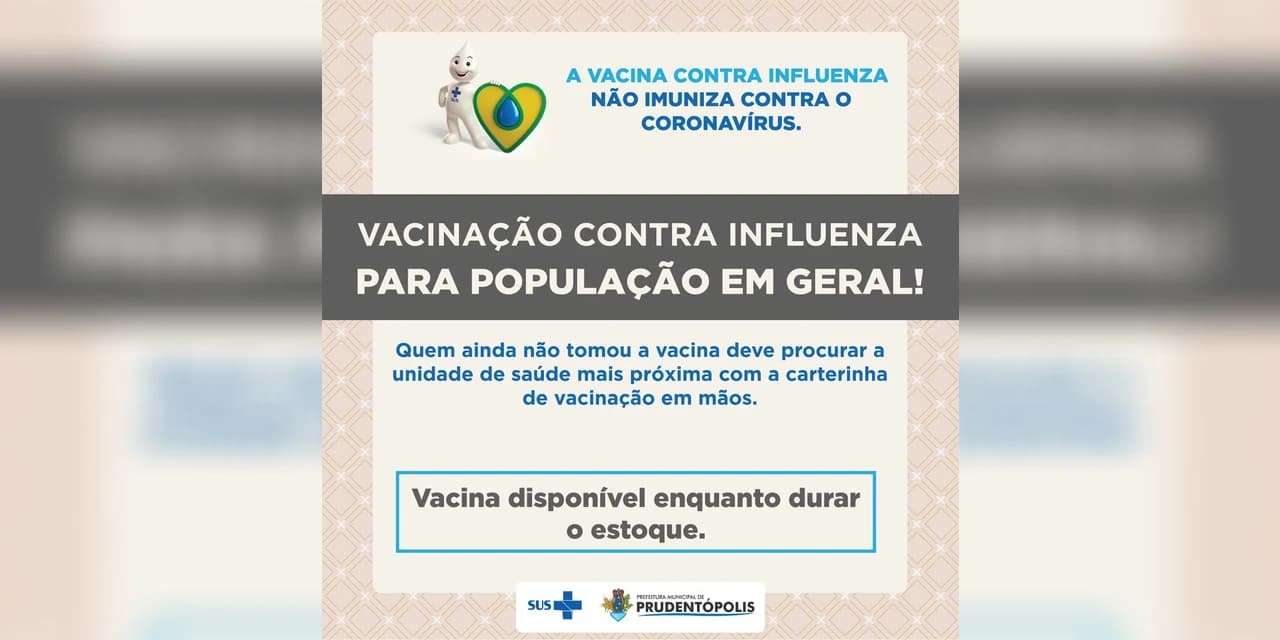 Prefeitura de Prudentópolis libera vacina contra Influenza para toda a população