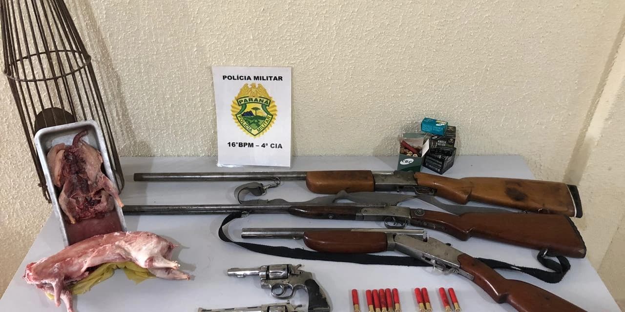Durante cumprimento de mandado ROTAM encontra armas, munições e animais silvestres abatidos.