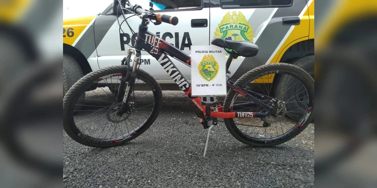 Em Prudentópolis Polícia Militar recupera bicicleta furtada.