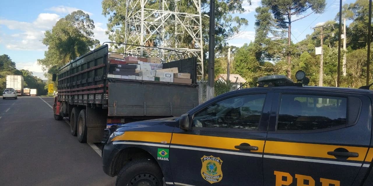 PRF apreende caminhão carregado com cerca de 300 caixas de vinho de procedência estrangeira