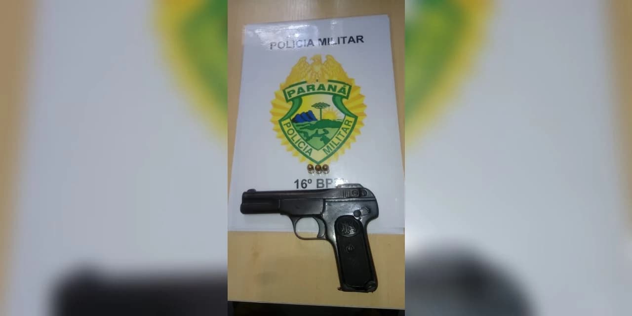 Polícia Militar apreende pistola calibre 32 no interior de Prudentópolis
