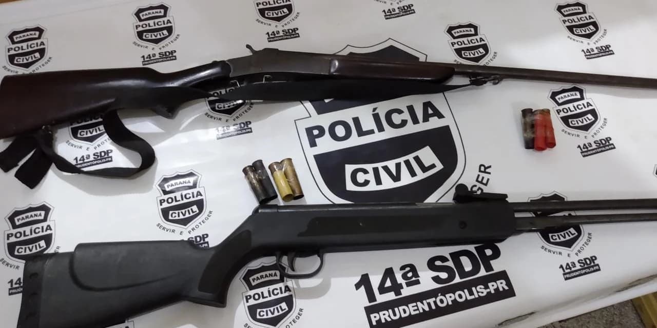 Policia Civil de Prudentópolis prende uma pessoa e apreende duas espingardas