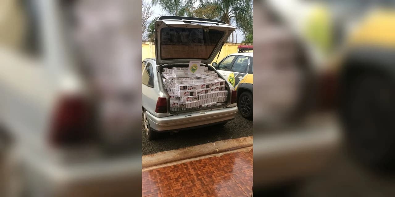 Policia militar apreende em Manoel Ribas 1250 maços de cigarros contrabandeados no valor de R$ 23 mil reais