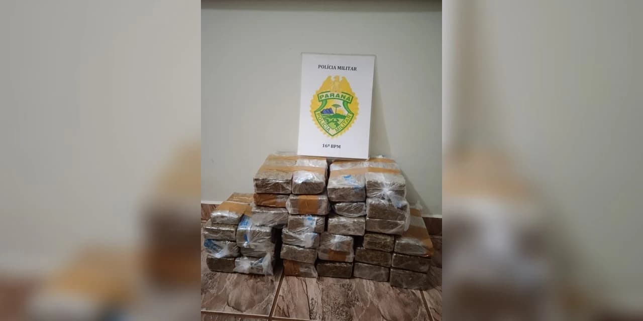 PM apreende mais de 20 kg de maconha durante abordagem, em Laranjeiras do Sul