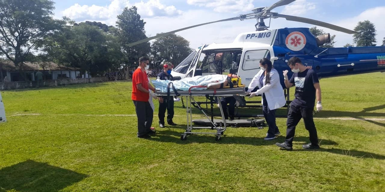 Em Imbituva homem de 49 anos é transferido de helicóptero para o Angelina Caron